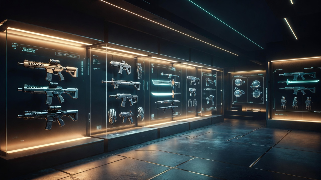 Armory display of tactical cards and deployment tools